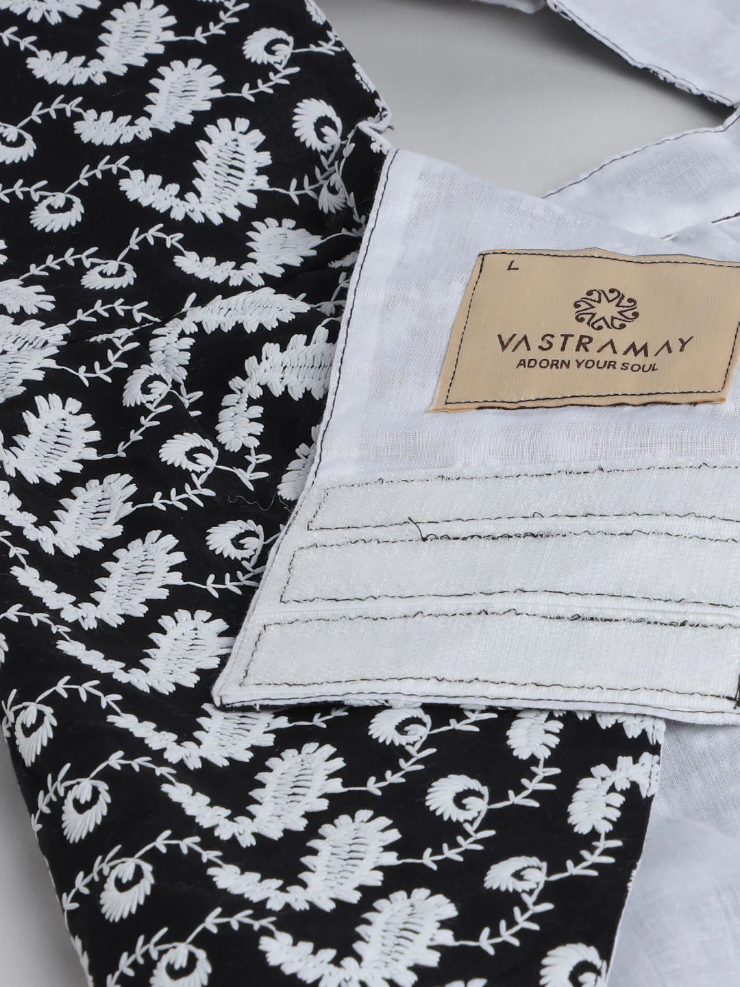 Dogs' Black Chikankari Flared Dress With Attached Bow - Image 6