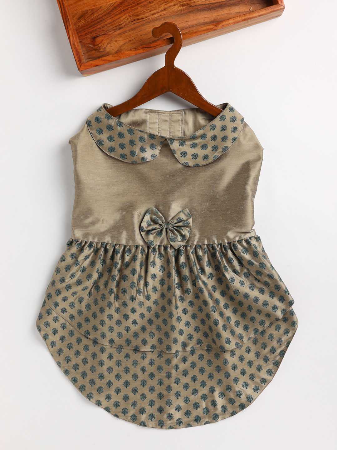 Dogs' Chiku Printed Flared Frock With Attached Bow - Image 2