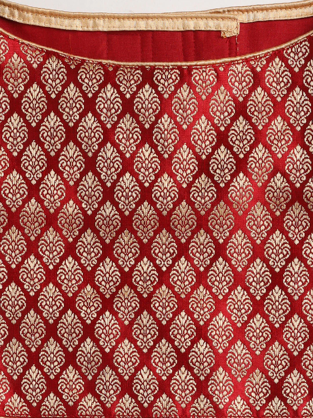 Dogs' Maroon Woven Silk Blend Lehenga Choli Set - Image 5
