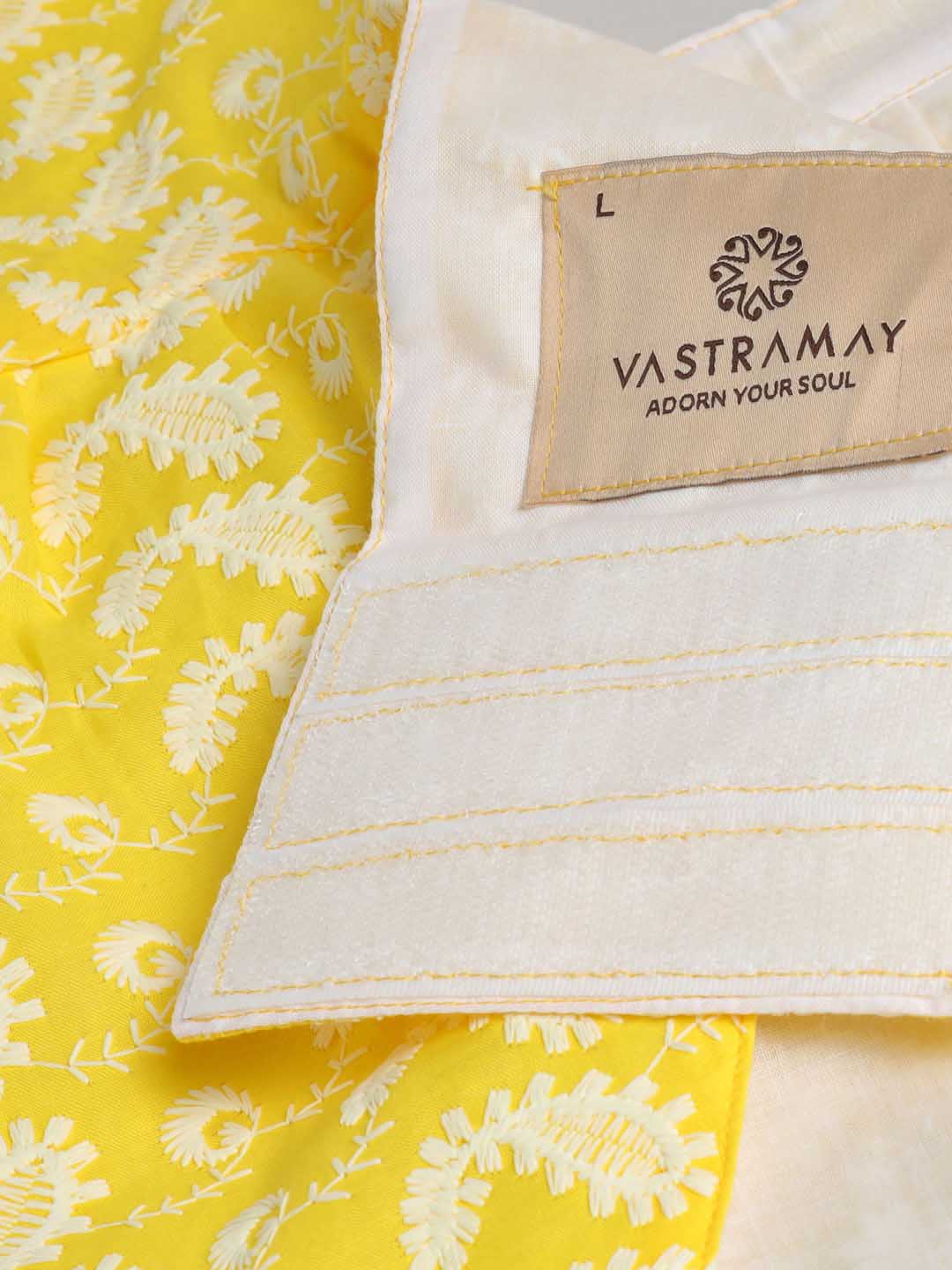 Dogs' Yellow Chikankari Flared Dress With Attached Bow - Image 6