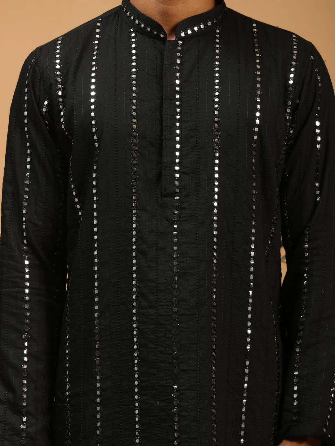 Men's Black Mirror Kurta - Image 4