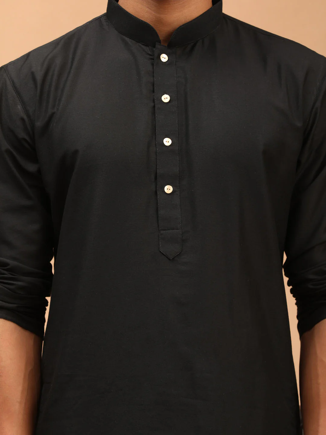 Men's Black Viscose Kurta - Image 4