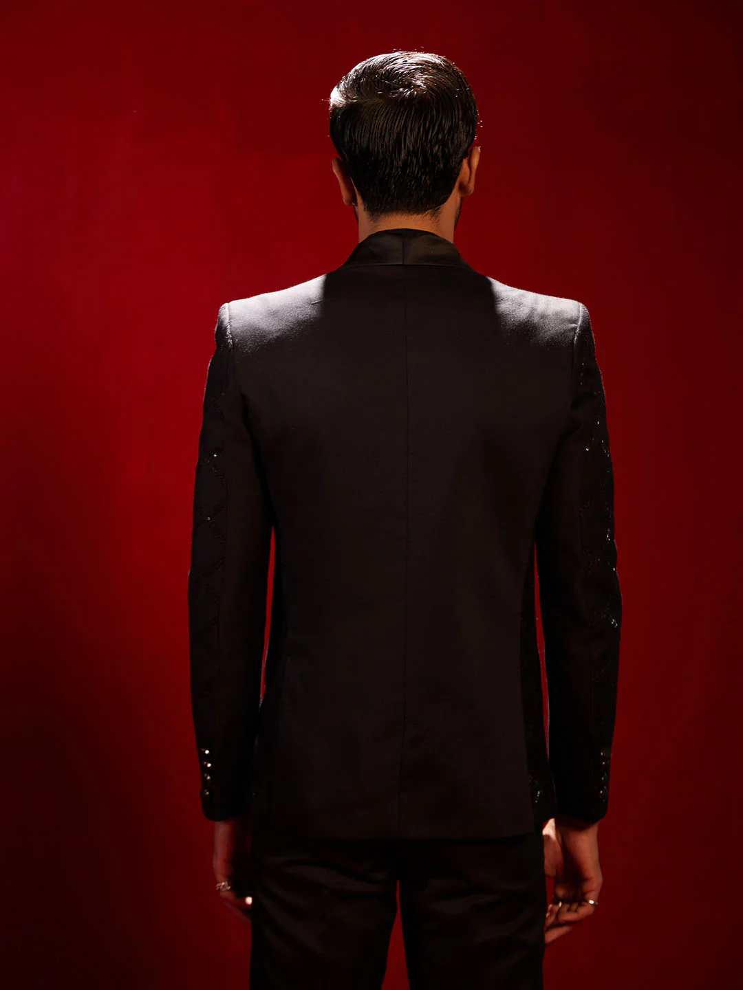 Men's Black Embellished Blazer - Image 3