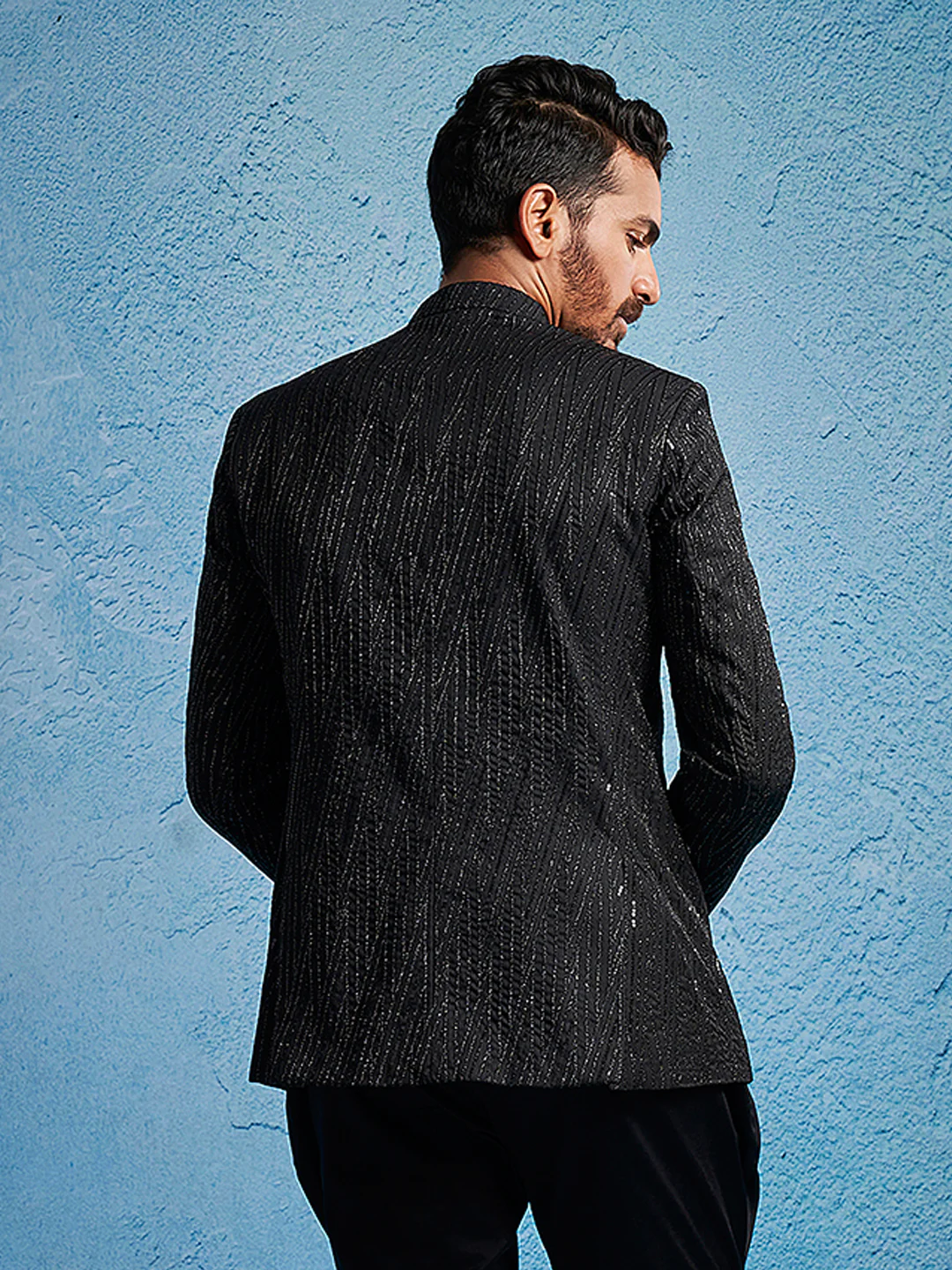 Men's Black Sequined Jodhpuri - Image 4