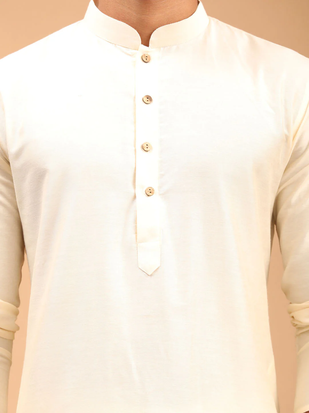 Men's Cream Viscose Kurta - Image 4