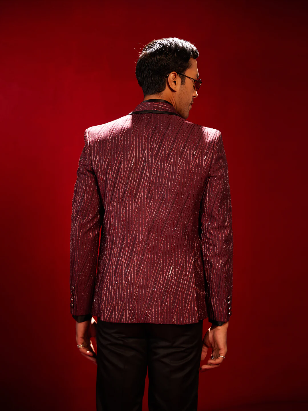 Men's Maroon Silk Blend Blazer - Image 4