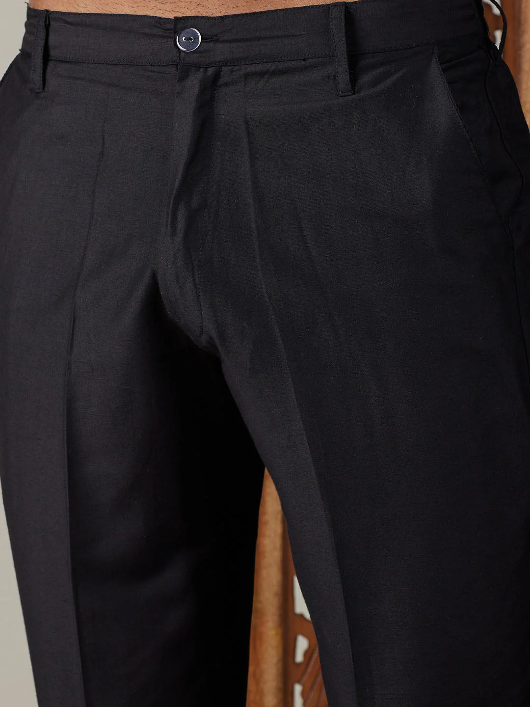 Men's Navy Blue Jacquard Indo With Kurta Pant Set - Image 5