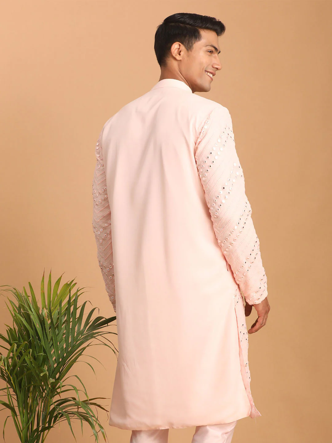 Men's Pink Mirror Kurta - Image 3