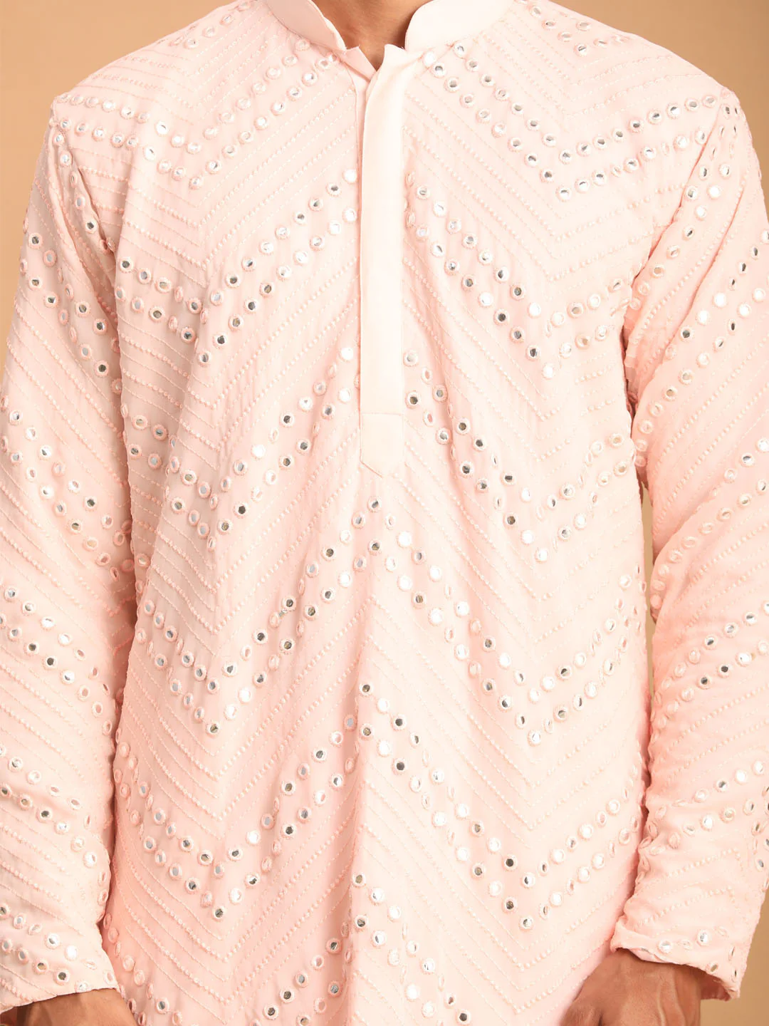 Men's Pink Mirror Kurta - Image 4