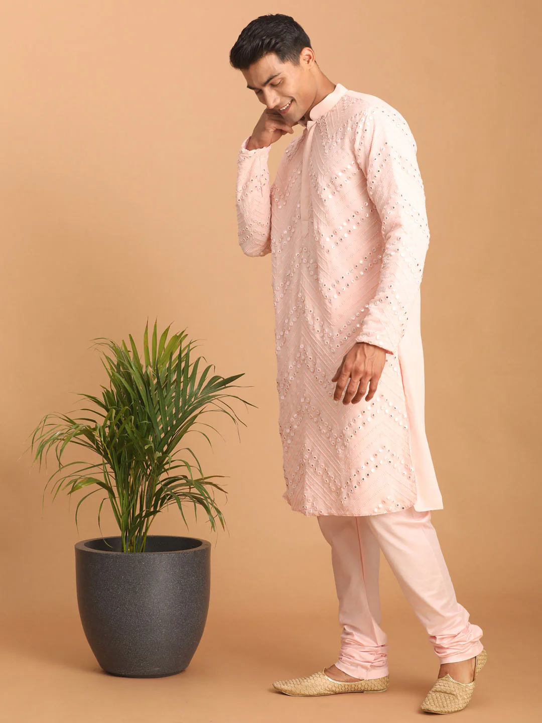 Men's Pink Mirror Kurta - Image 5