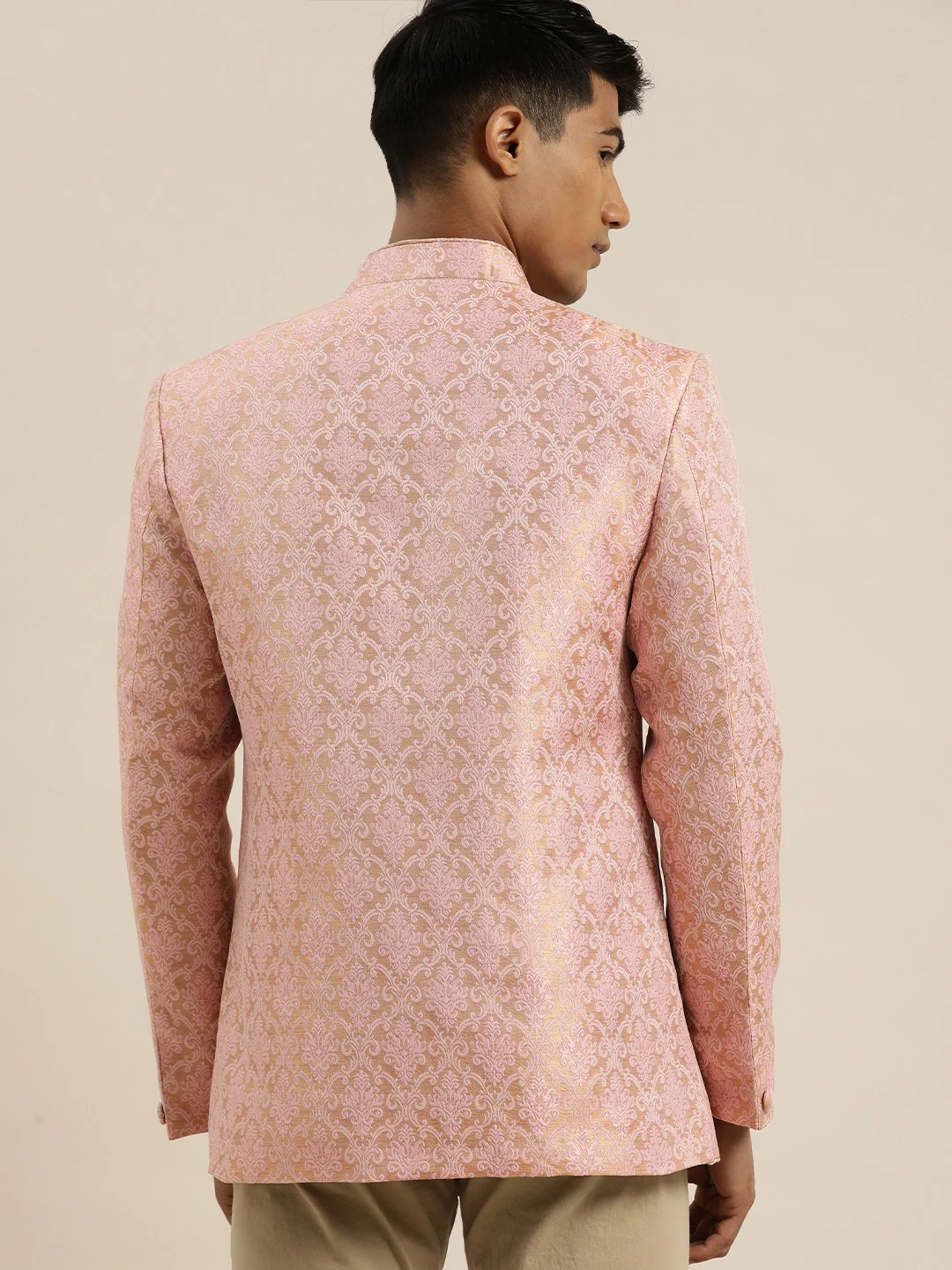 Men's Pink Ethnic Woven Jodhpuri - Image 4