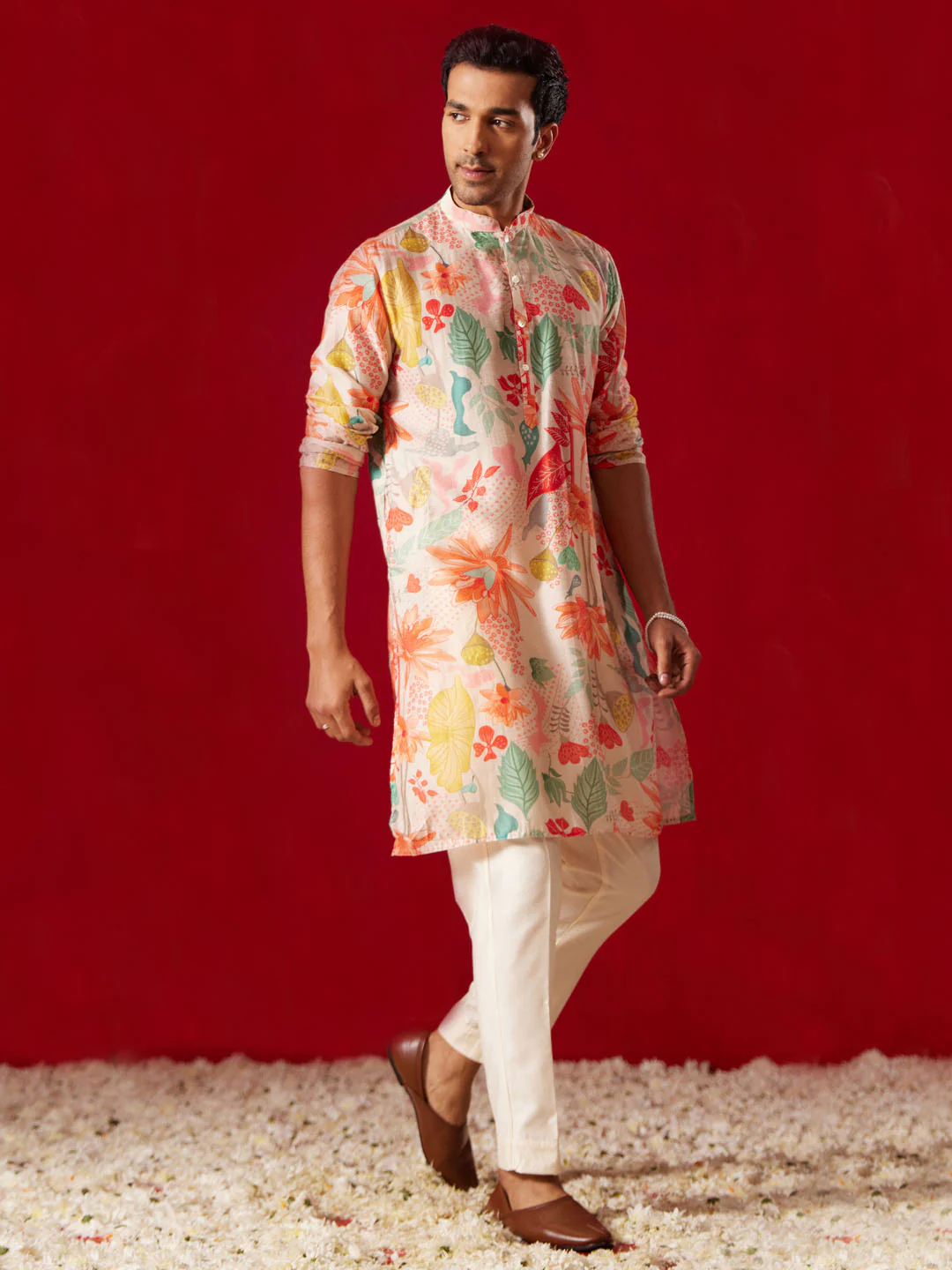 Men's Multicolor Cotton Printed Kurta Pant Set - Image 2