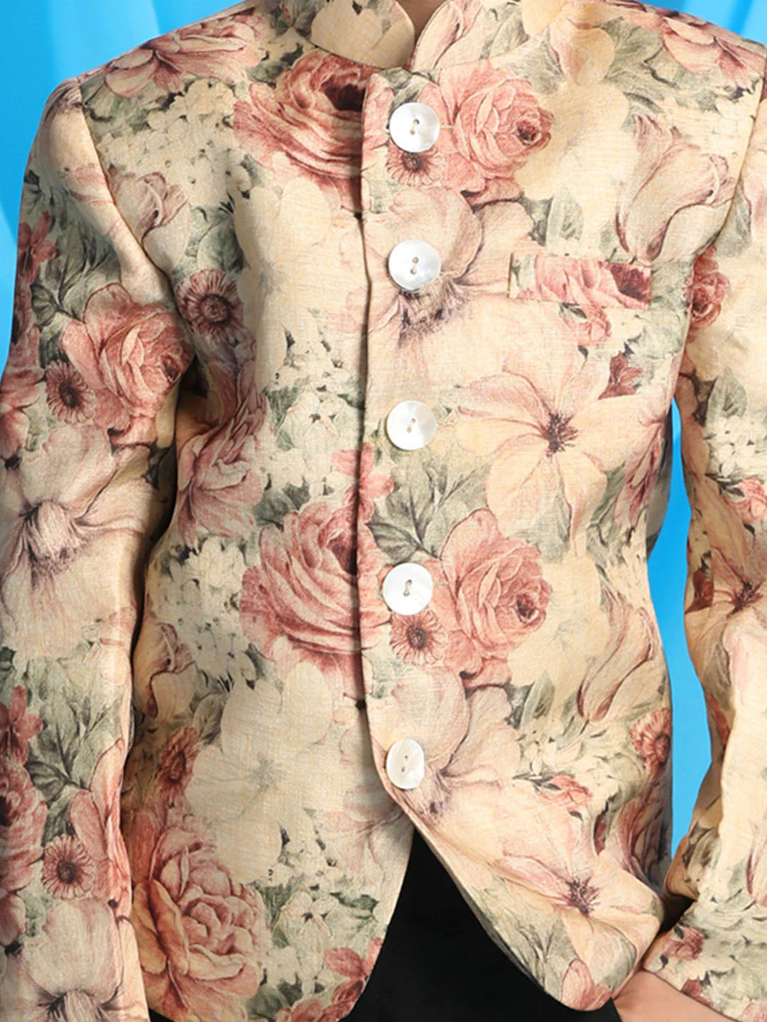 Boy's Beige Printed Jodhpuri - Image 4