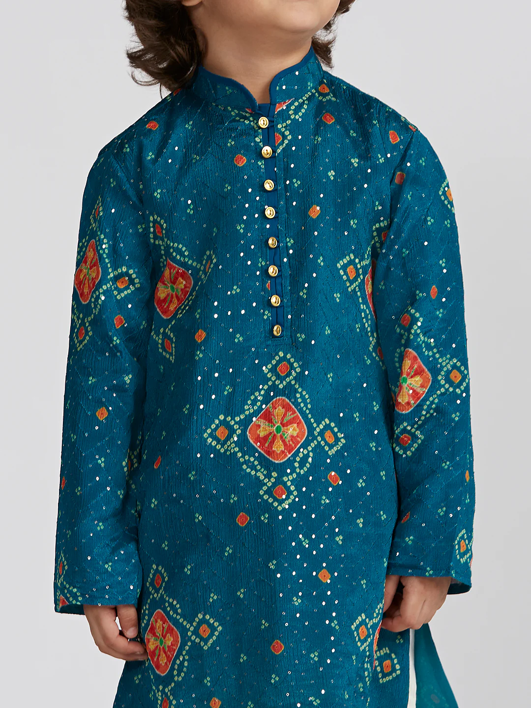 Boy's' Blue Kurta And Patiala Set - Image 2