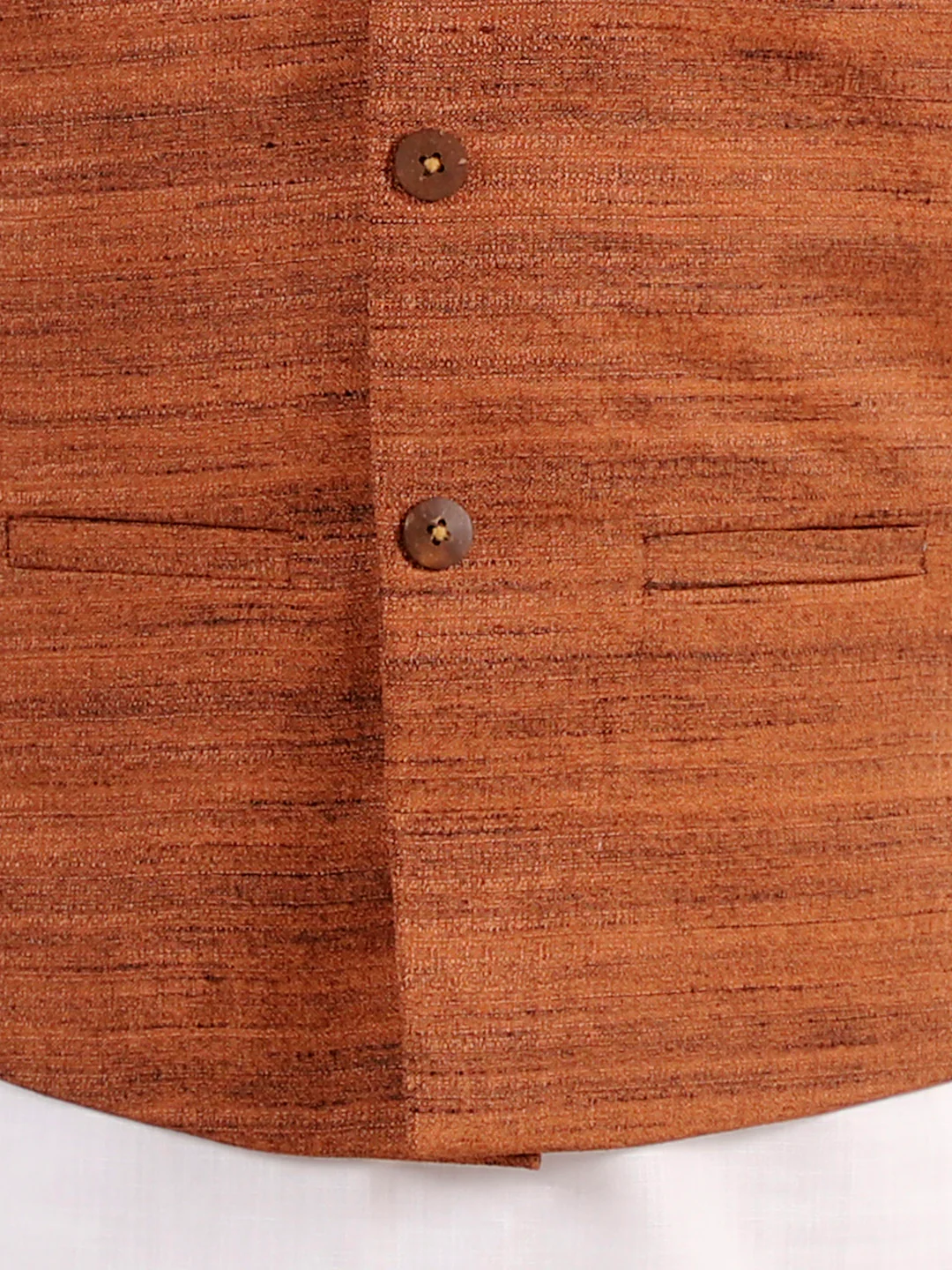 Boy's Coffee Brown And White Jacket, Kurta And Pyjama Set - Image 4