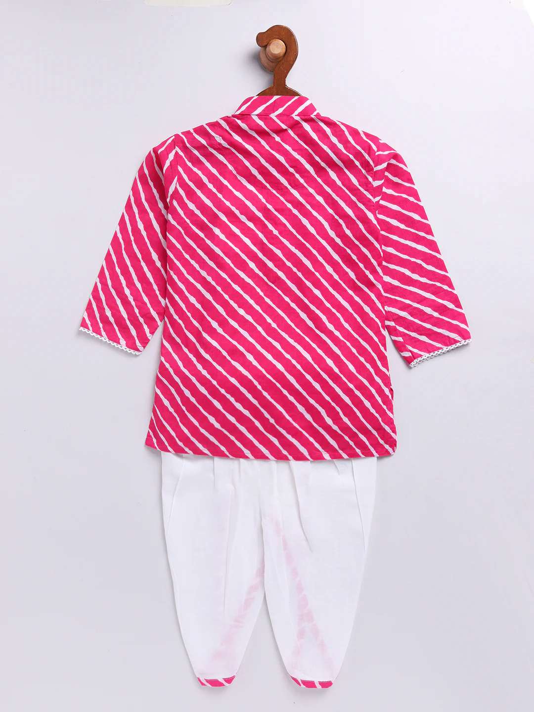 Boy's Pink Cotton Kurta Dhoti Set - Image 4