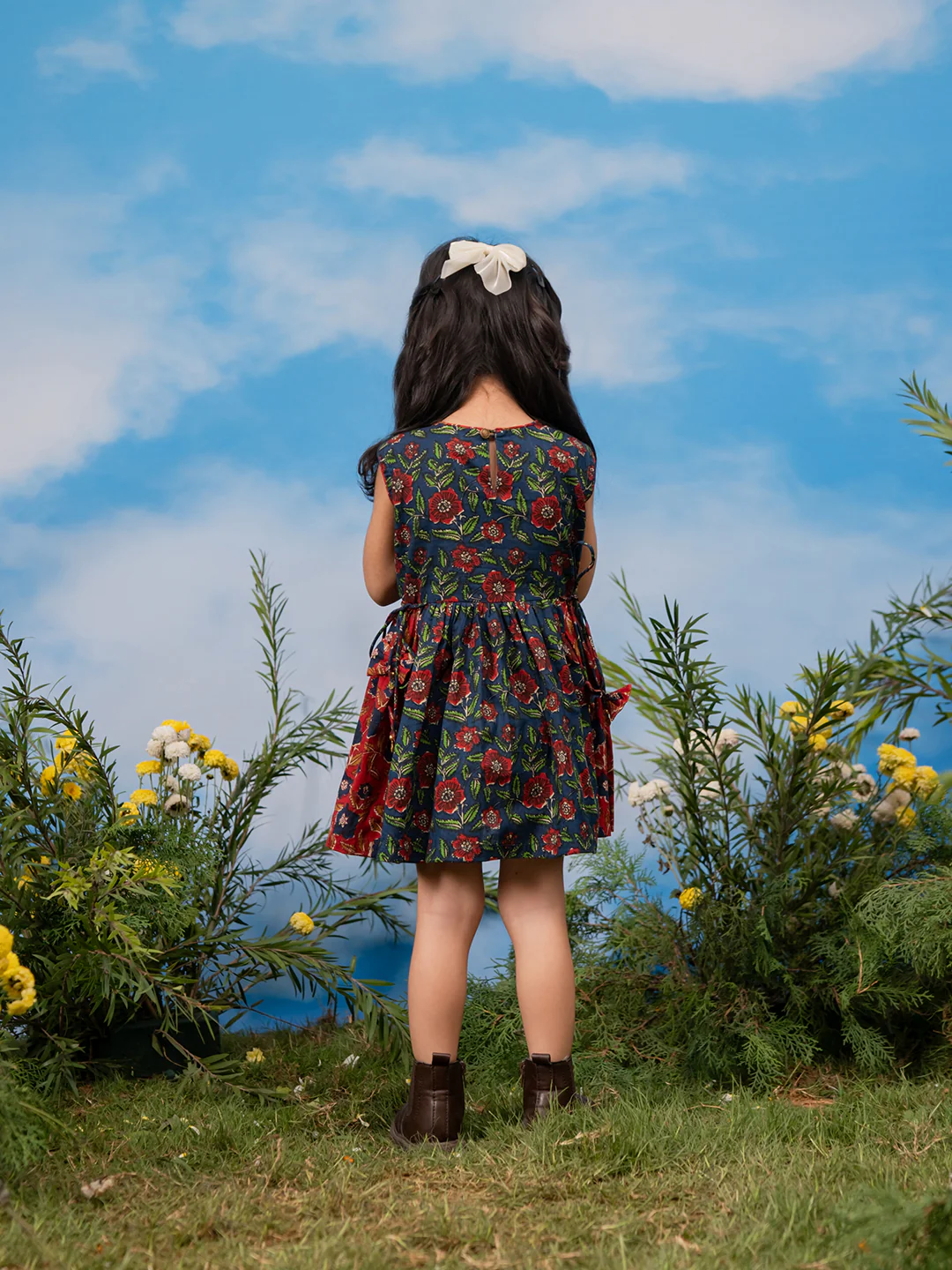 Girl's' Navy Blue Dress - Image 3