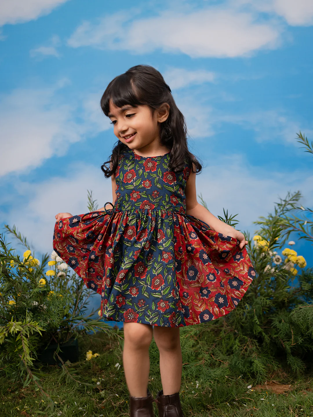 Girl's' Navy Blue Dress - Image 4
