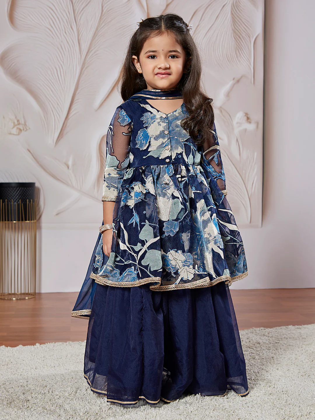 Girl's' Navy Blue Girl's Lehenga Choli - Image 2