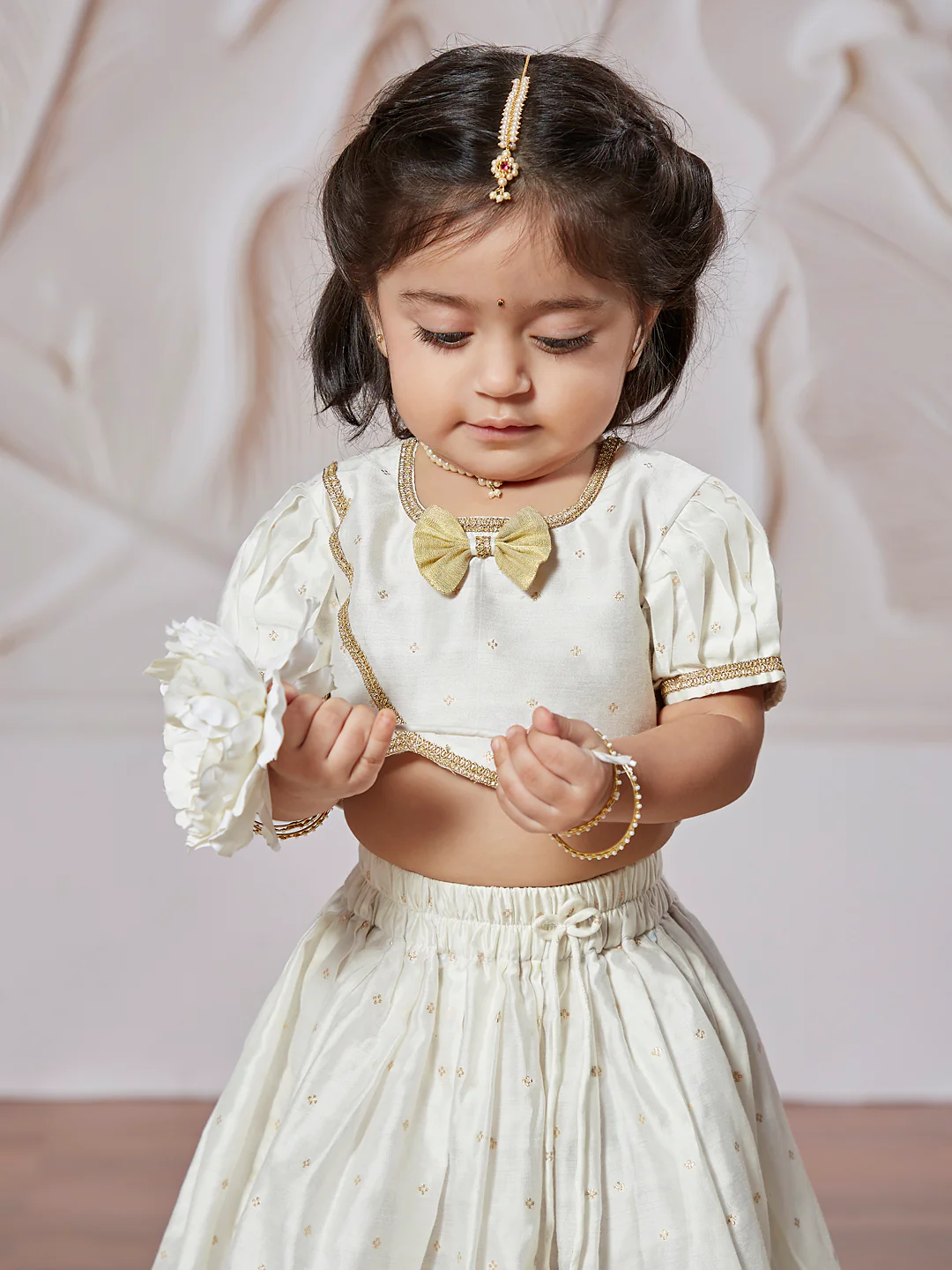 Girl's' White Lehenga Choli - Image 5