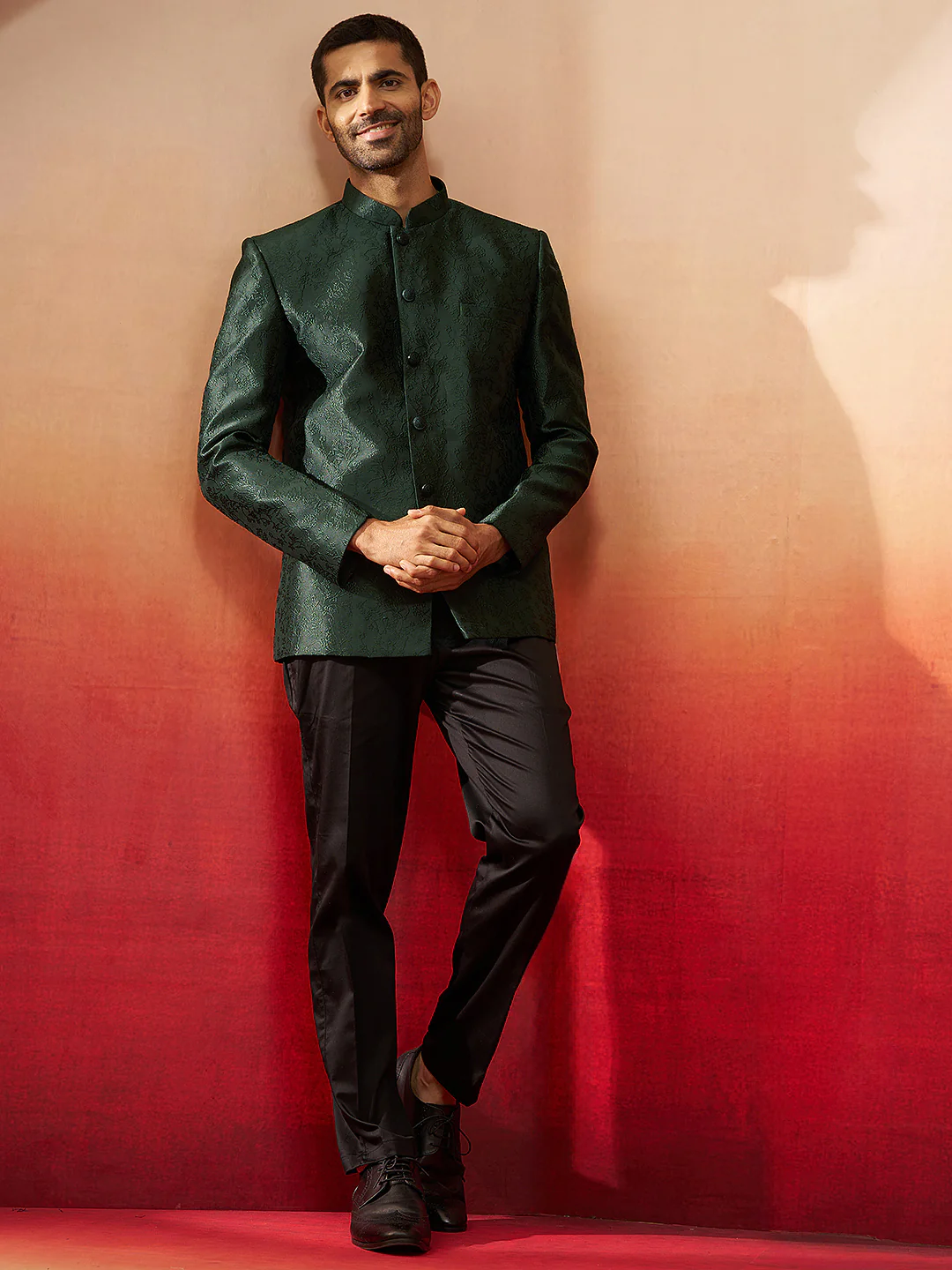 Vastramay Men Bottle Green Silk Jodhpuri - Image 6