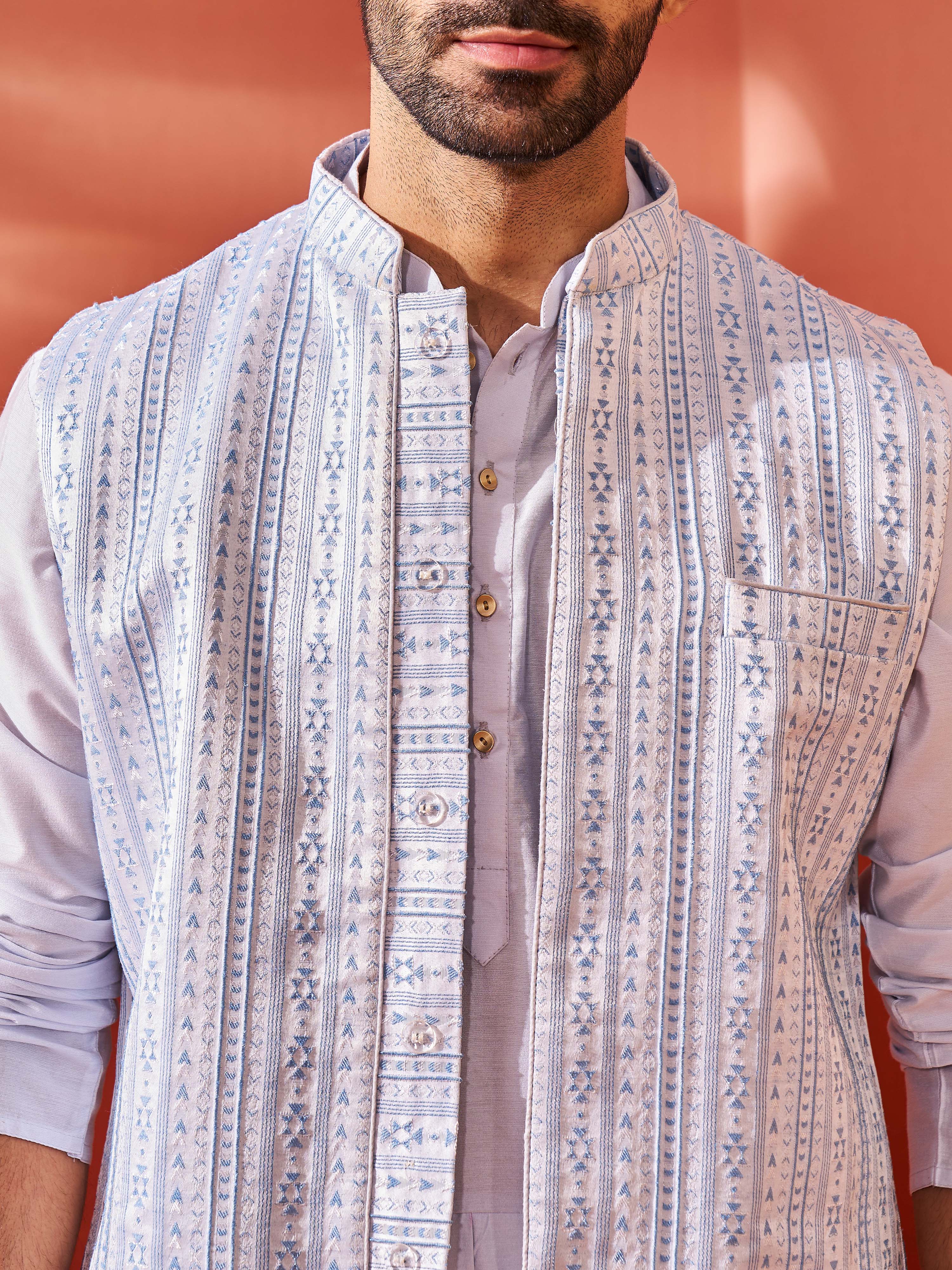 Men's Aqua - Nehru Jacket - Image 2