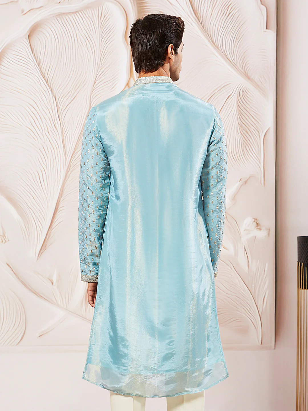 Men's Aqua Tissue Silk Kurta - Image 4