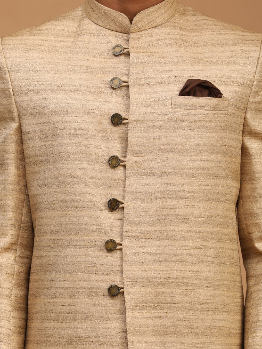 Men's Beige Sherwani Set - Image 4