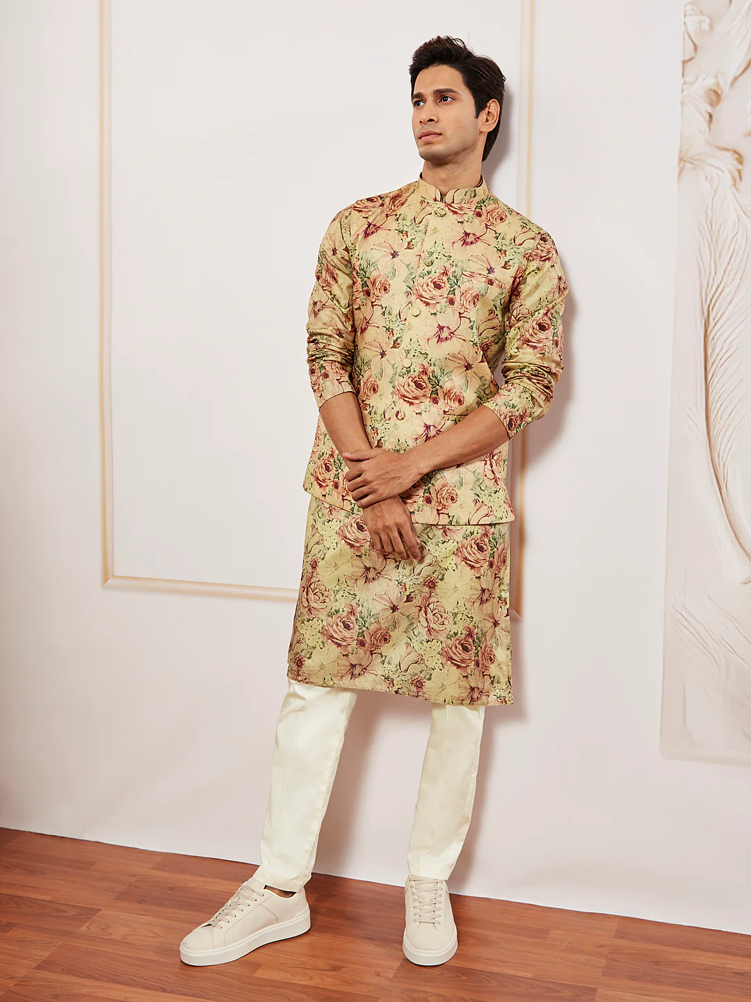 Men's Beige Printed Jacket - Image 5