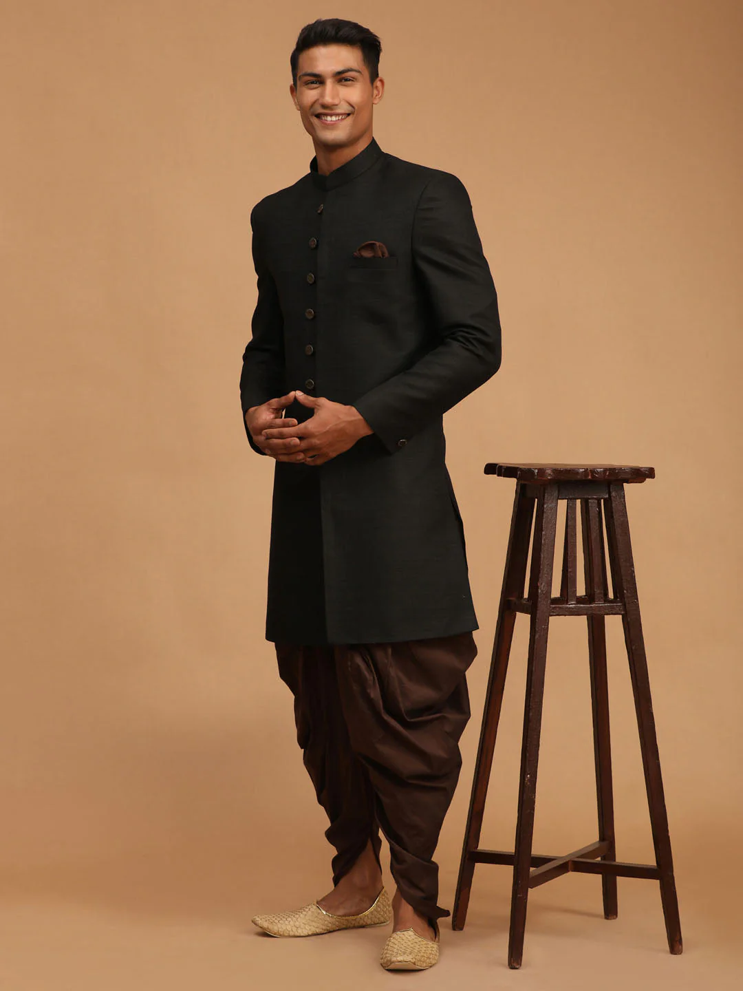 Men's Black Sherwani Set - Image 2