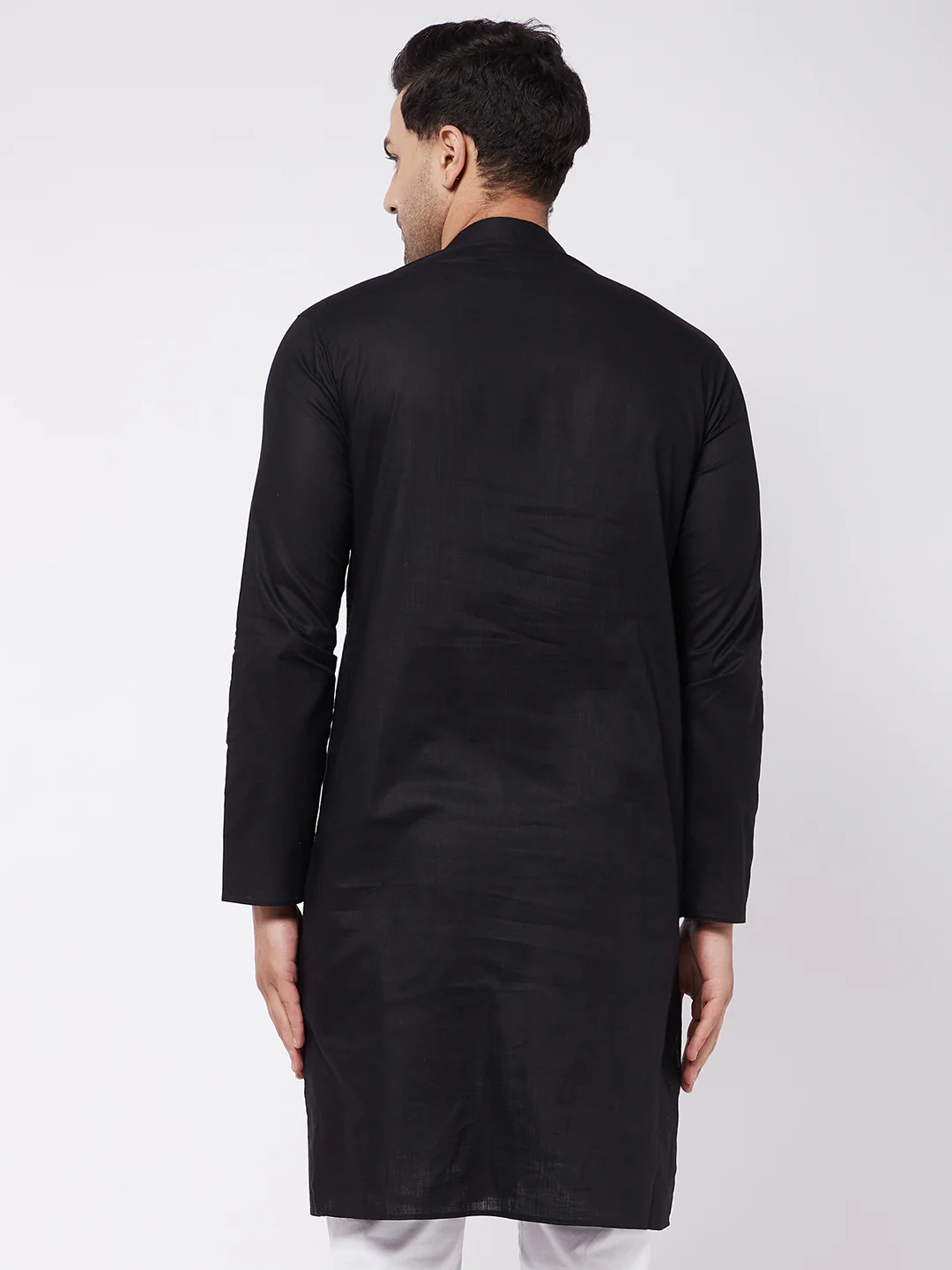 Men's Black Cotton Kurta - Image 3