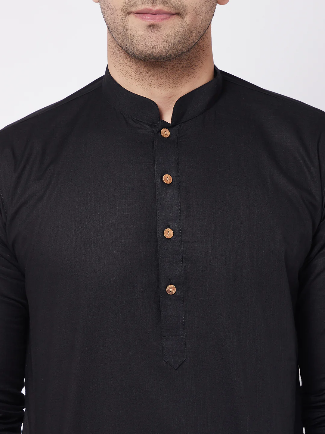 Men's Black Cotton Kurta - Image 4