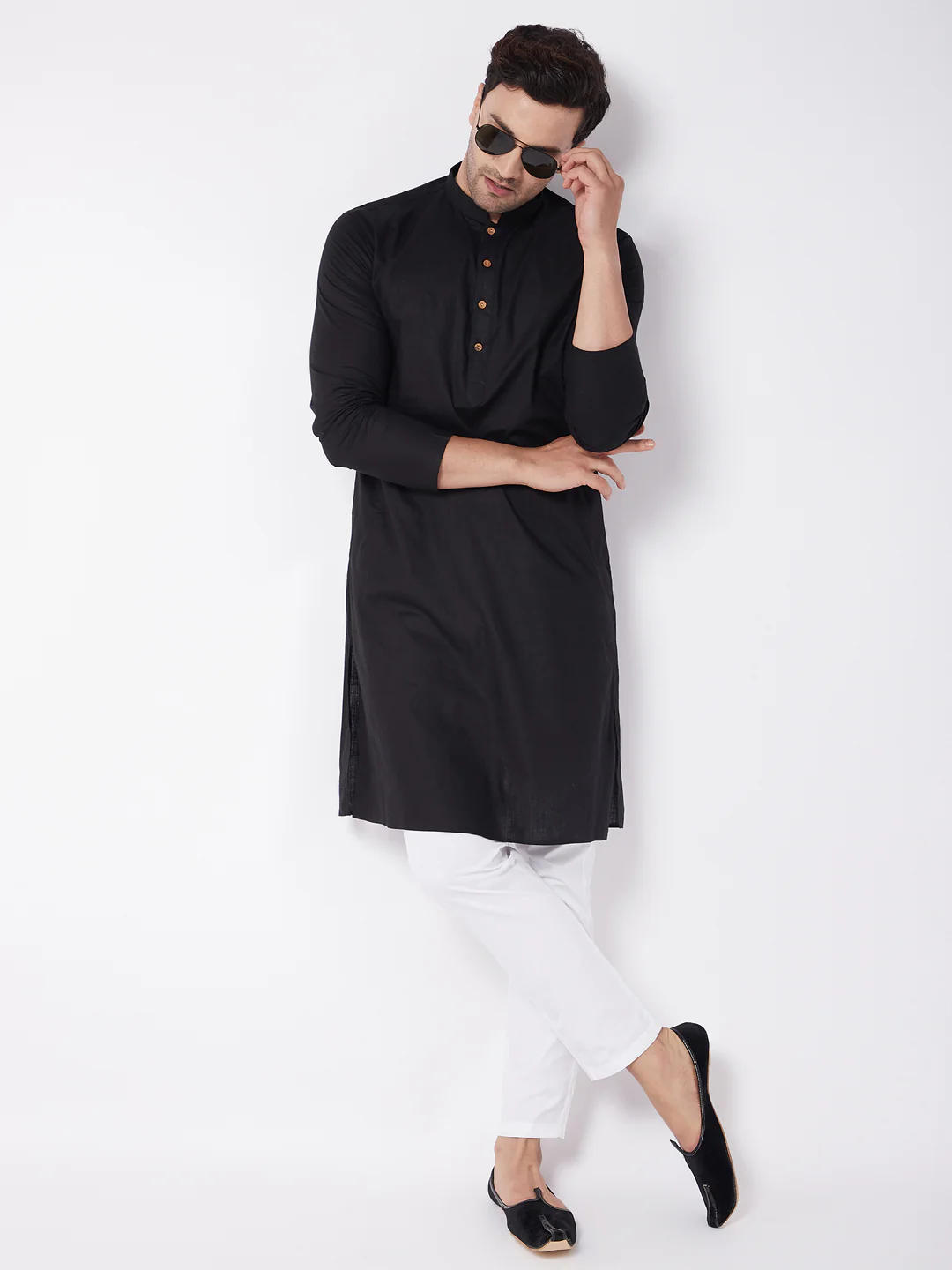 Men's Black Cotton Kurta - Image 5