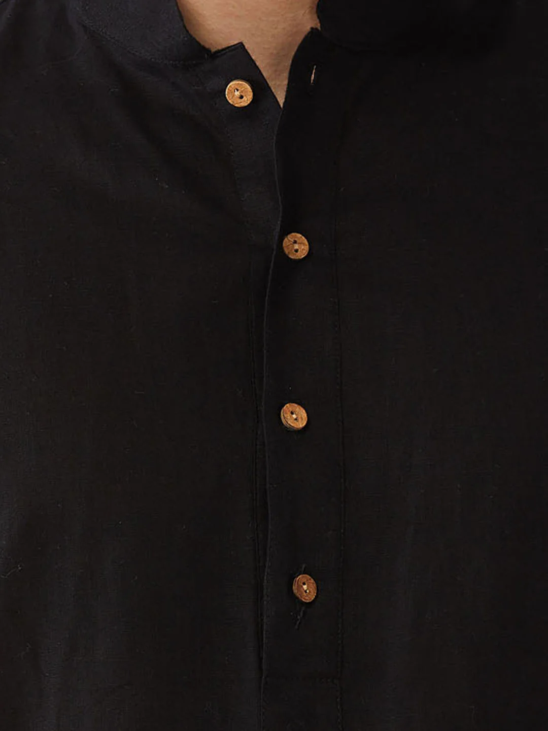 Men's Black Ikaat Printede Cotton Nehru Jacket With Black Kurta And White Pyjama Set - Image 5