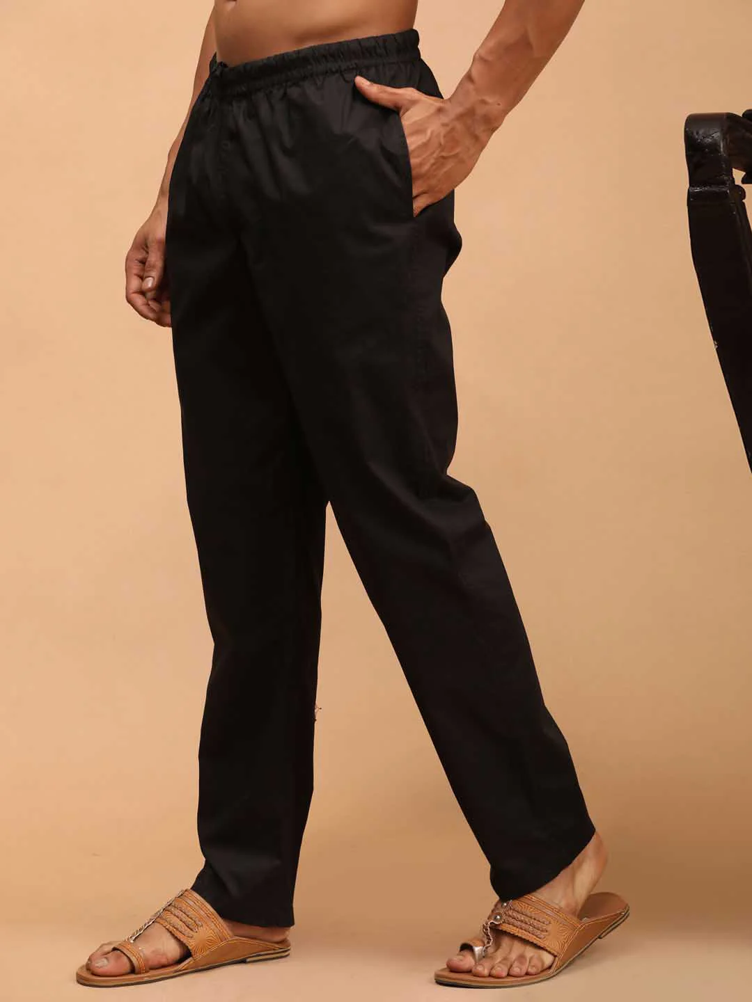 Men's Black Cotton Pant Style Pyjama - Image 2