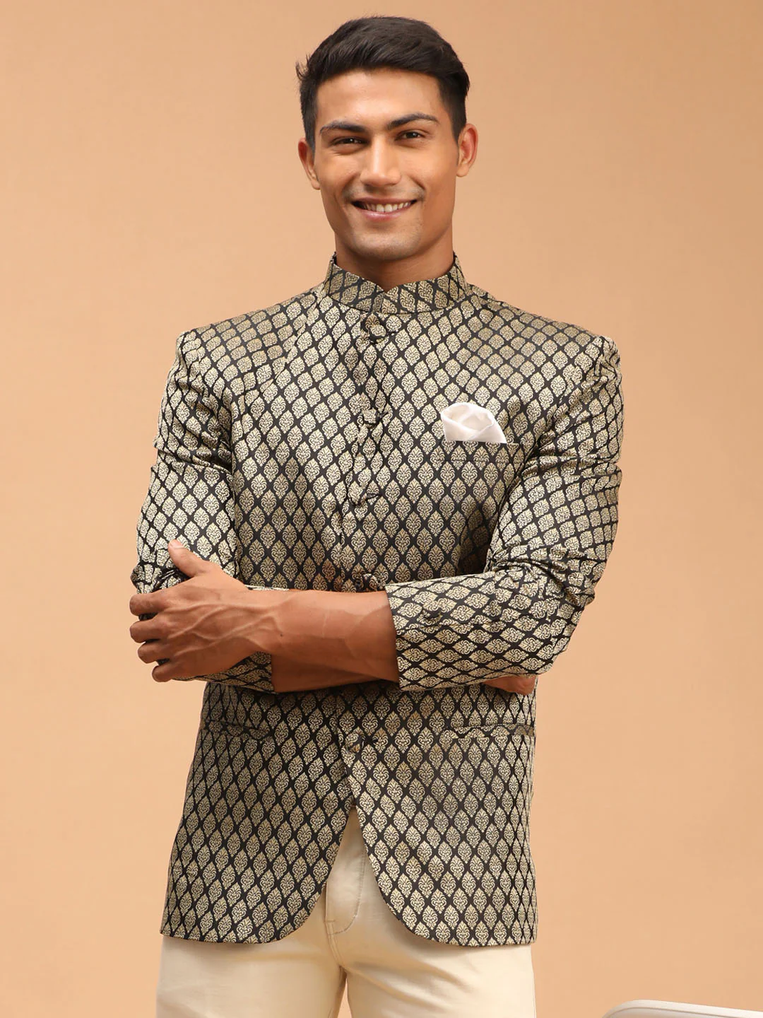 Men's Black Woven Jodhpuri - Image 2