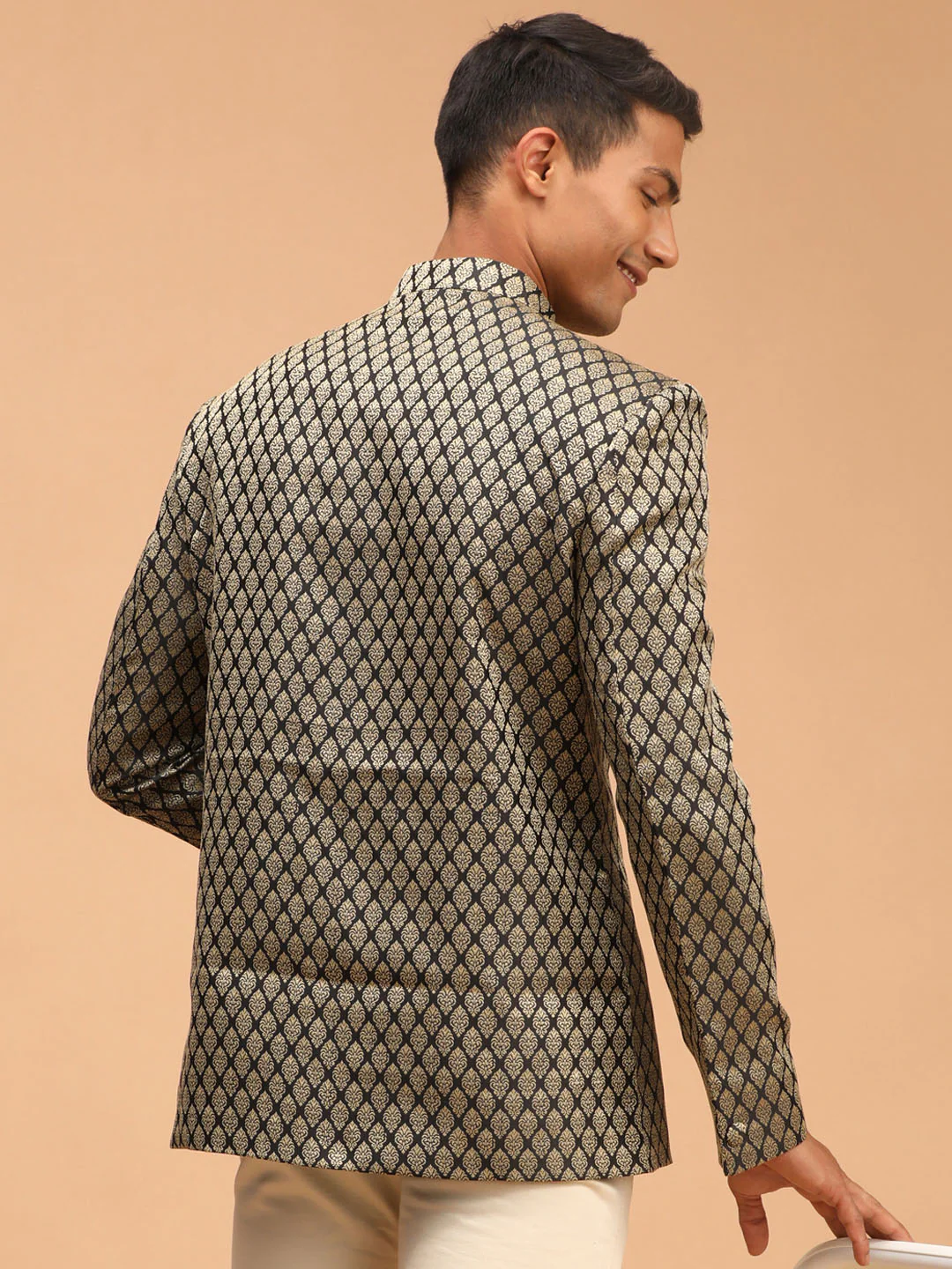 Men's Black Woven Jodhpuri - Image 3