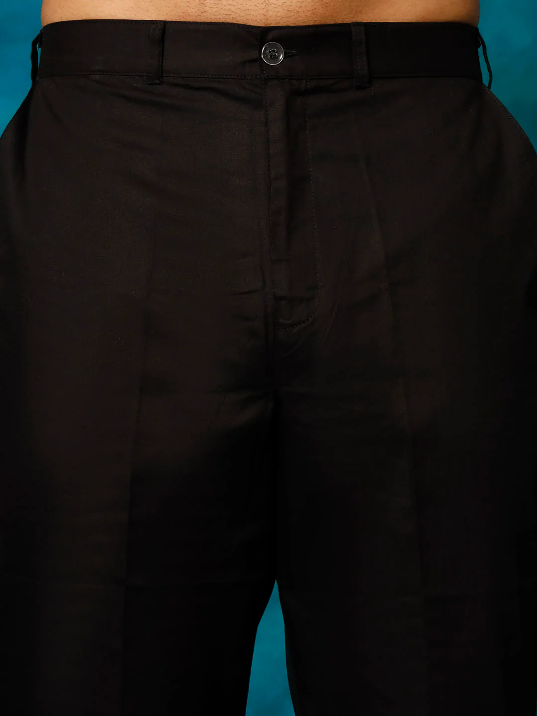 Men's Black Cotton Blend Kurta Pyjama Set - Image 5