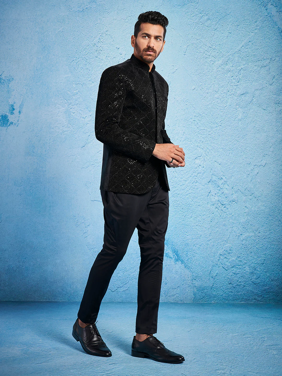 Men's Black - Jodhpuri Pyjama Set - Image 4