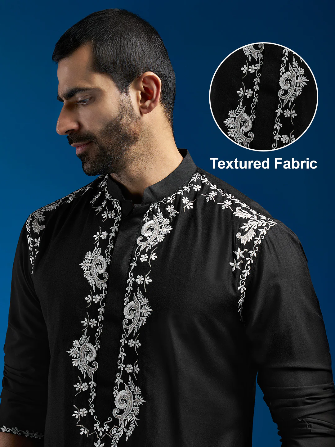Men's Black Viscose Kurta - Image 2