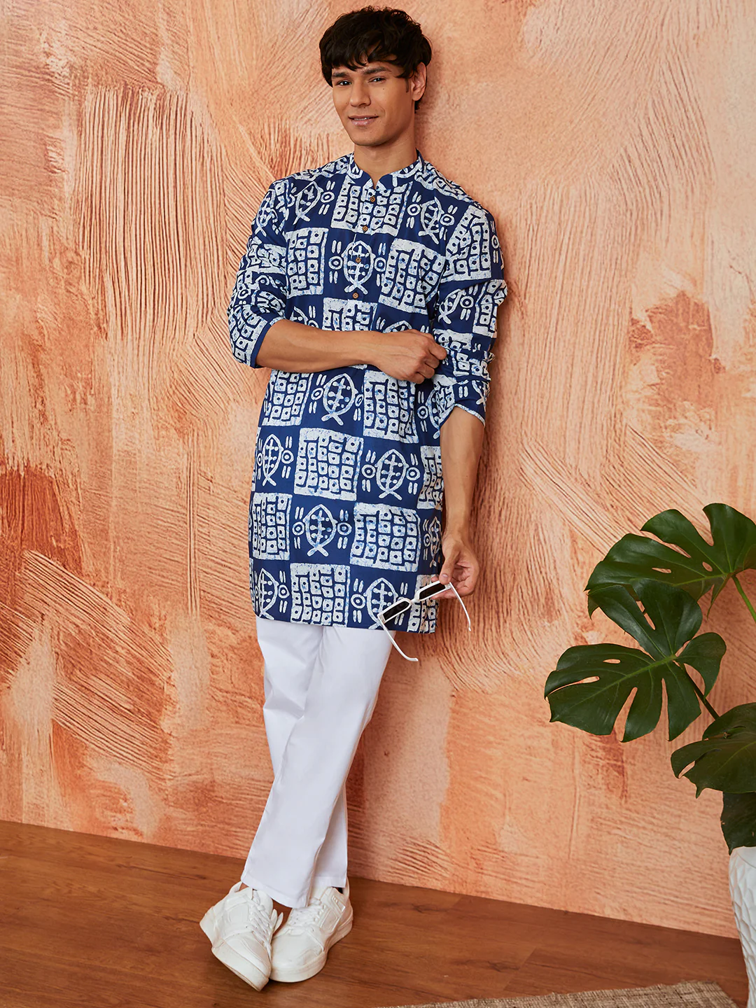 Men's Blue Cotton Kurta - Image 3