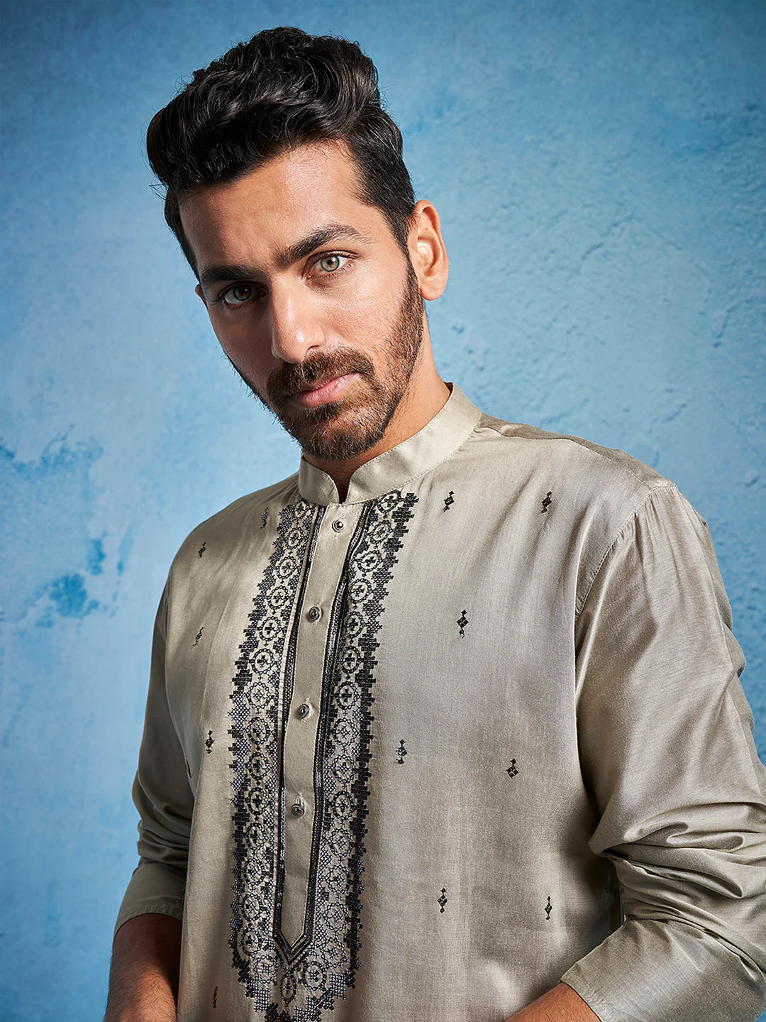 Men's Chiku Silk Blend Kurta - Image 3