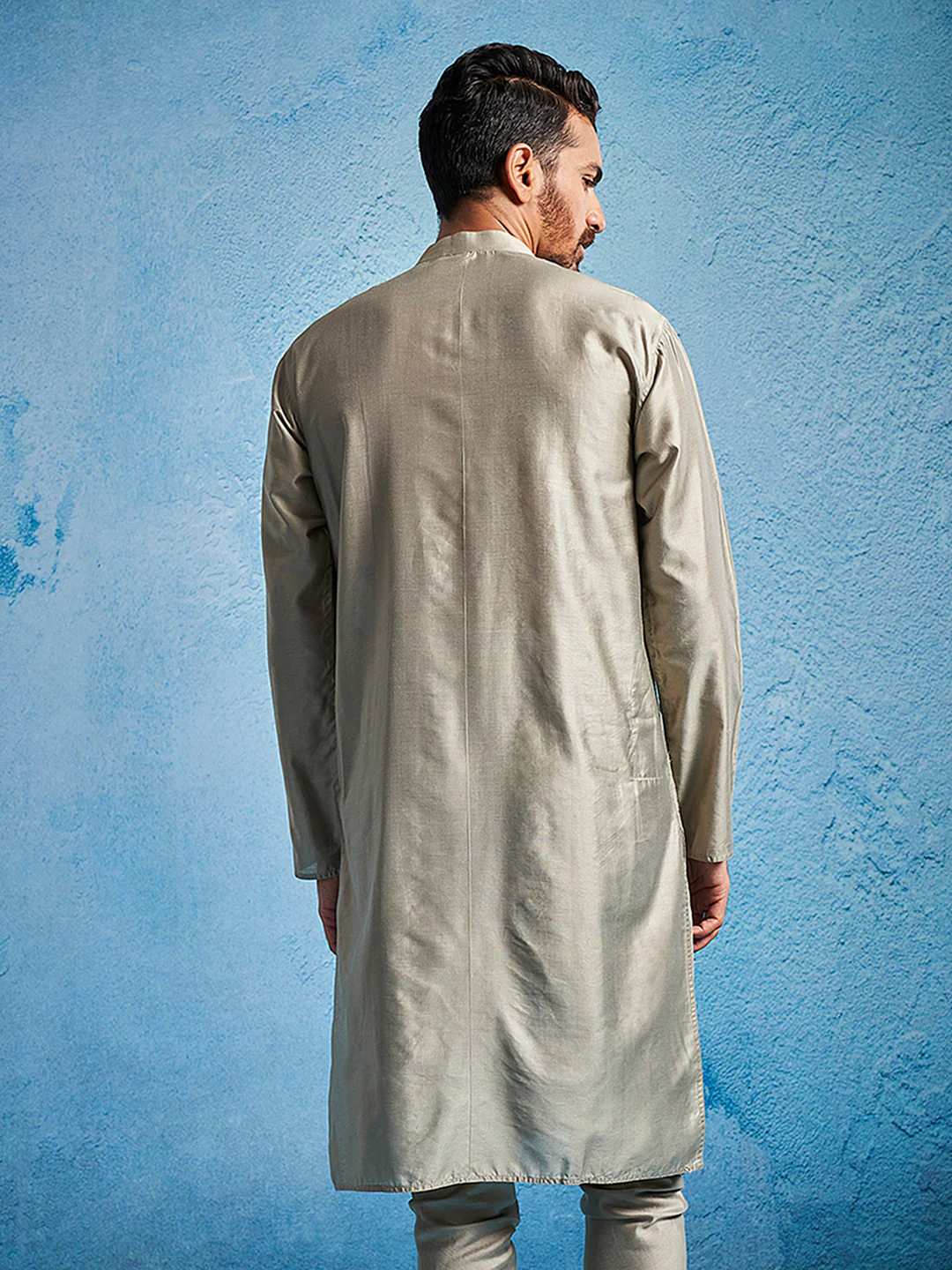 Men's Chiku Silk Blend Kurta - Image 5
