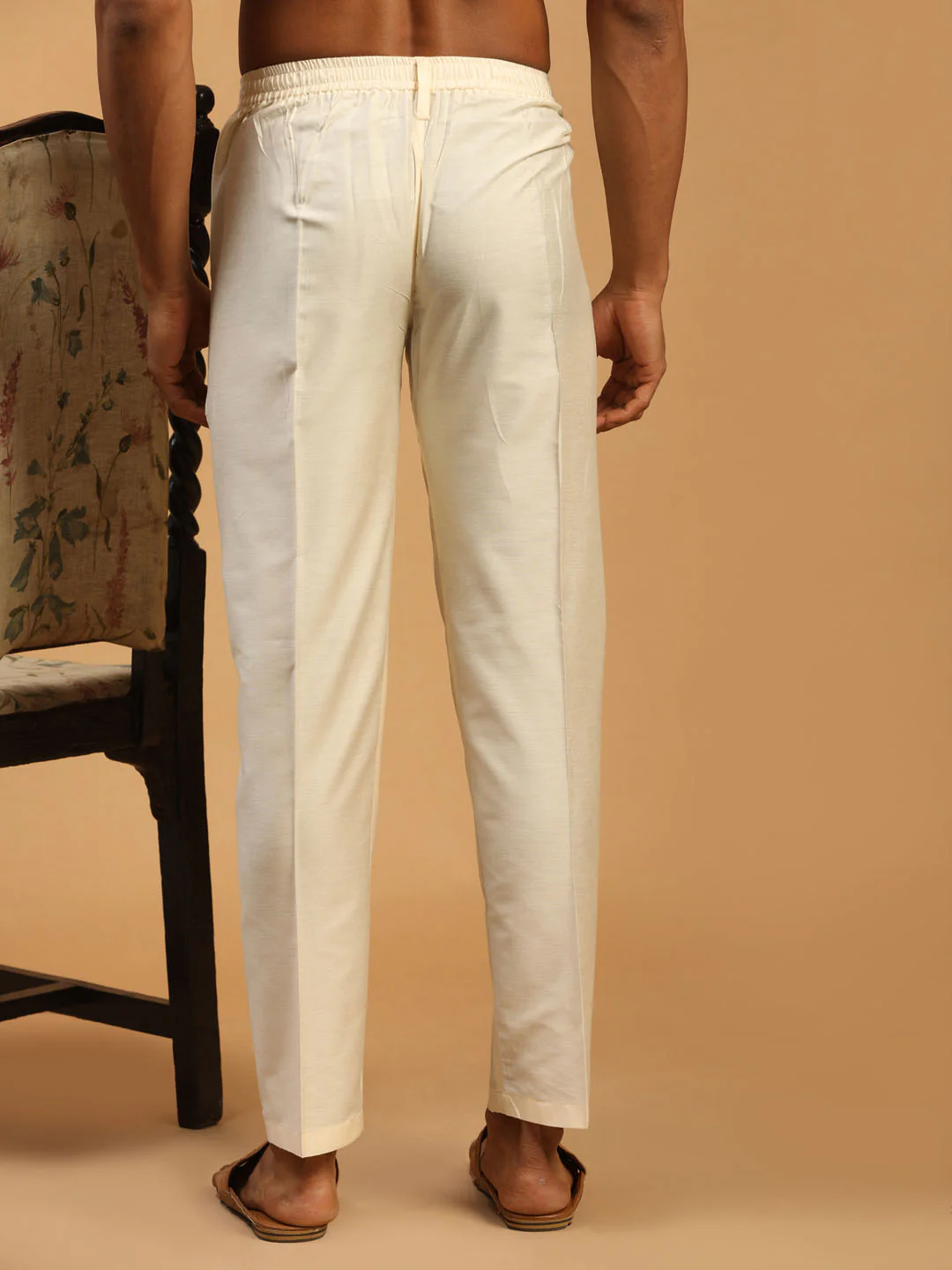Men's Cream Cotton Pant Style Pyjama - Image 3