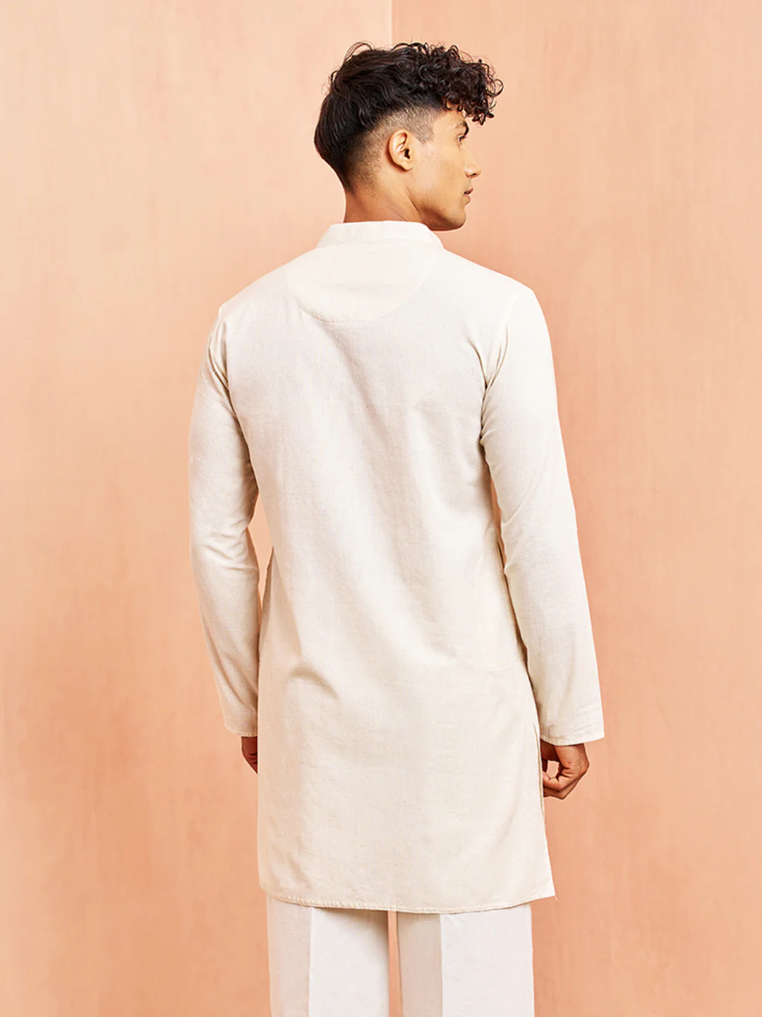 Men's Cream Pure Cotton Kurta - Image 5