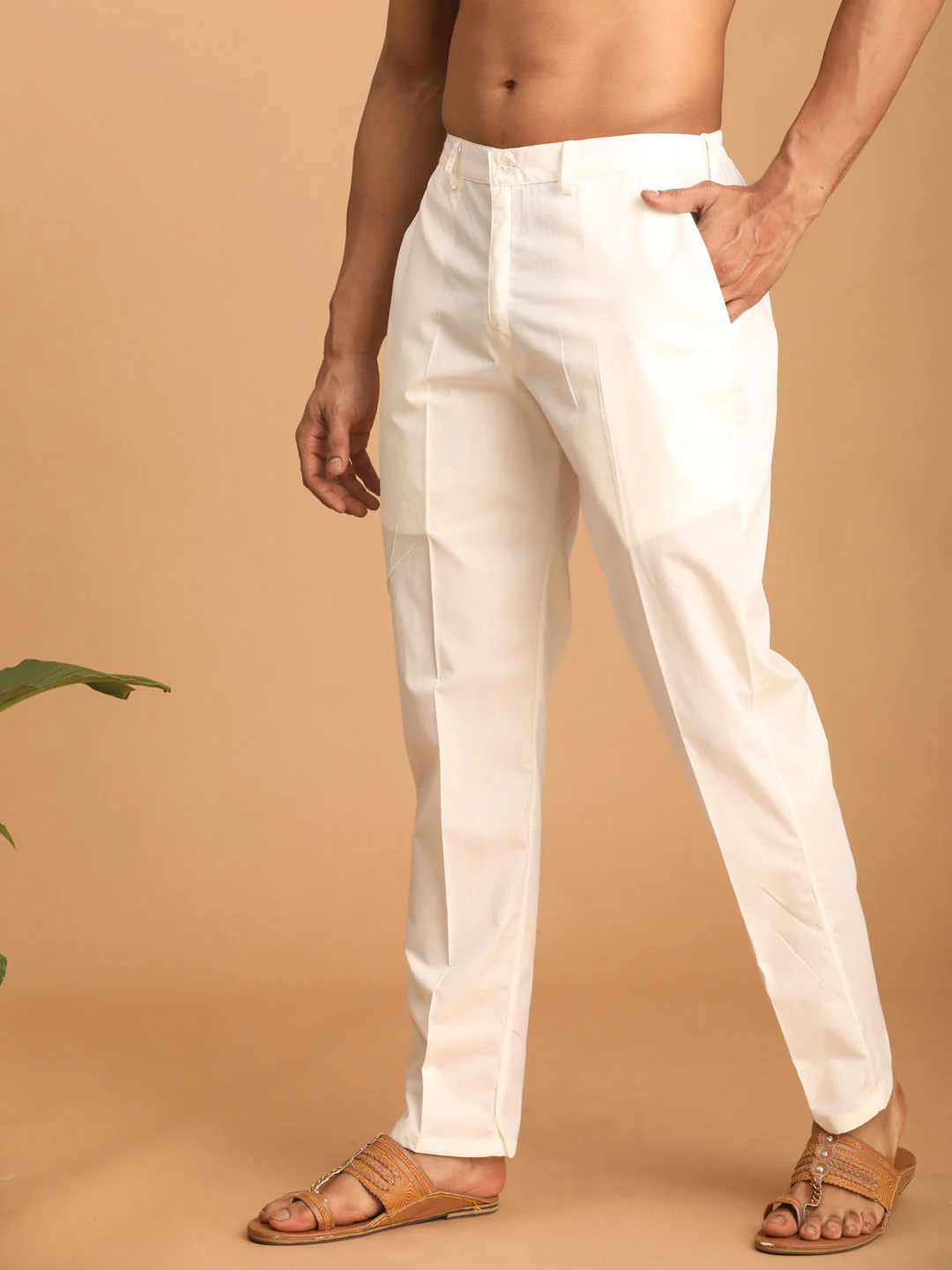Men's Cream Cotton Pant Style Pyjama - Image 2