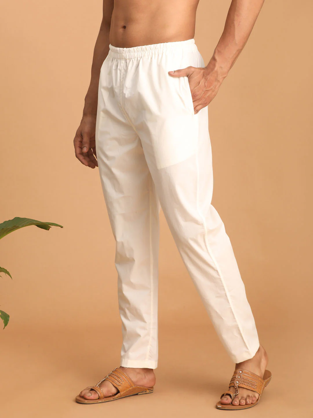 Men's Cream Cotton Pant Style Pyjama - Image 2