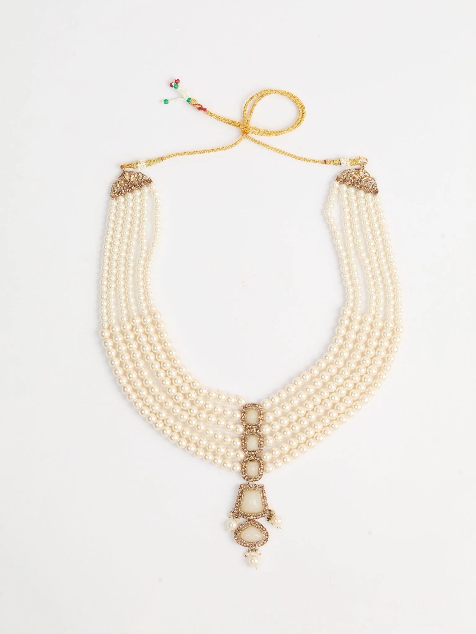 Men's Cream Pearl Layered Necklace - Image 3