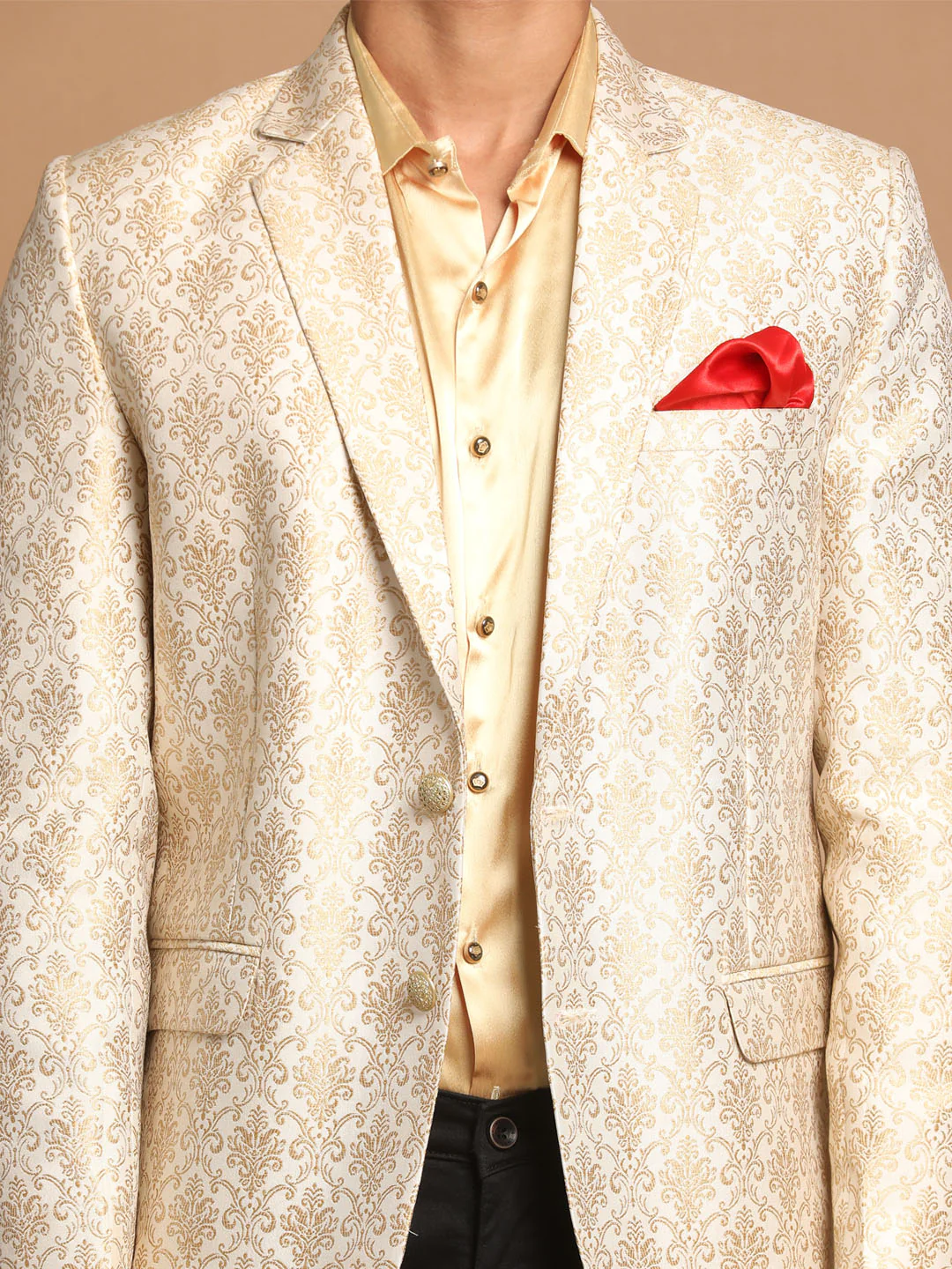 Men's Gold Woven Blazer - Image 4