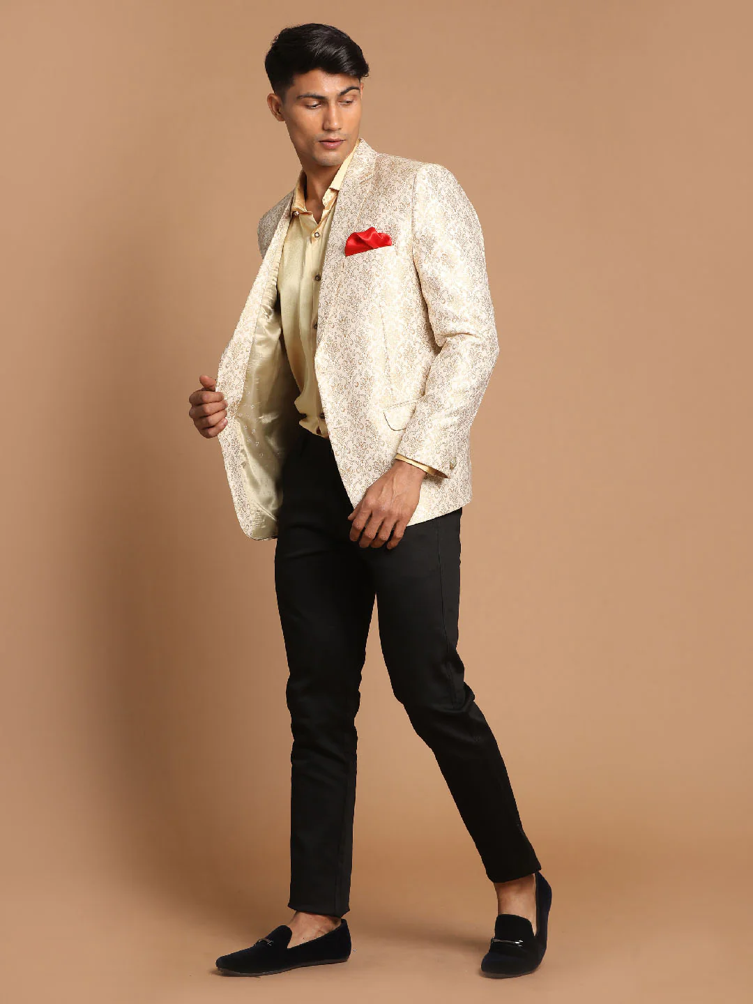 Men's Gold Woven Blazer - Image 5